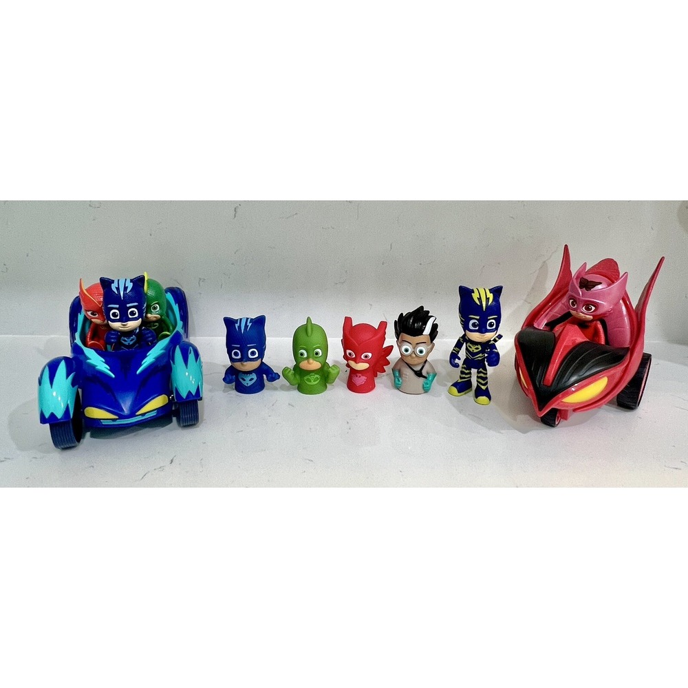 PJ Masks Catboy Owlette Gekko Vehicle 4 Finger Puppets Hero Blast Vehicle Lot